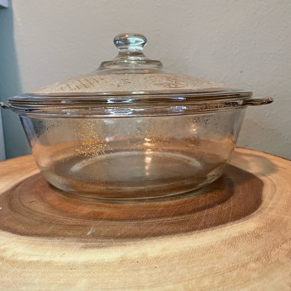 Vtg. Anchor Hocking Fire King Culver Gold Casserole Dish